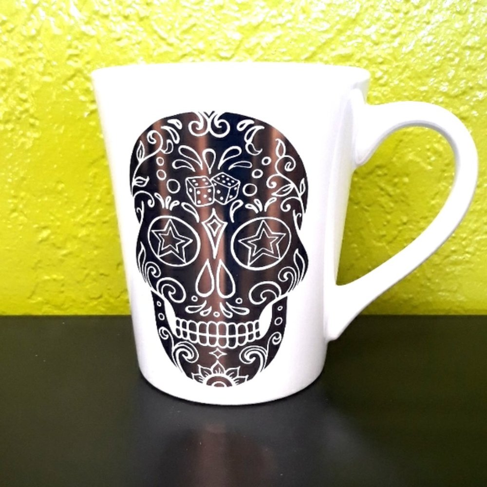 Black & White Sugar Skull Coffee Mug ☕💀🖤